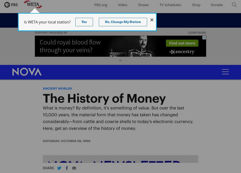 Nova Online: History of Money Activity Nova Online: History of Money Activity