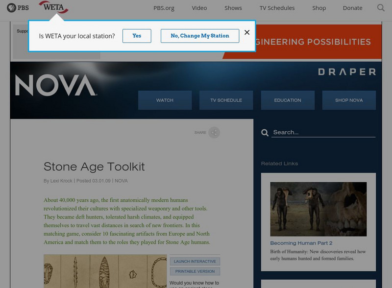 Nova: America's Stone Age Explorers: Stone Age Tool Kit Interactive Nova: America's Stone Age Explorers: Stone Age Tool Kit Interactive