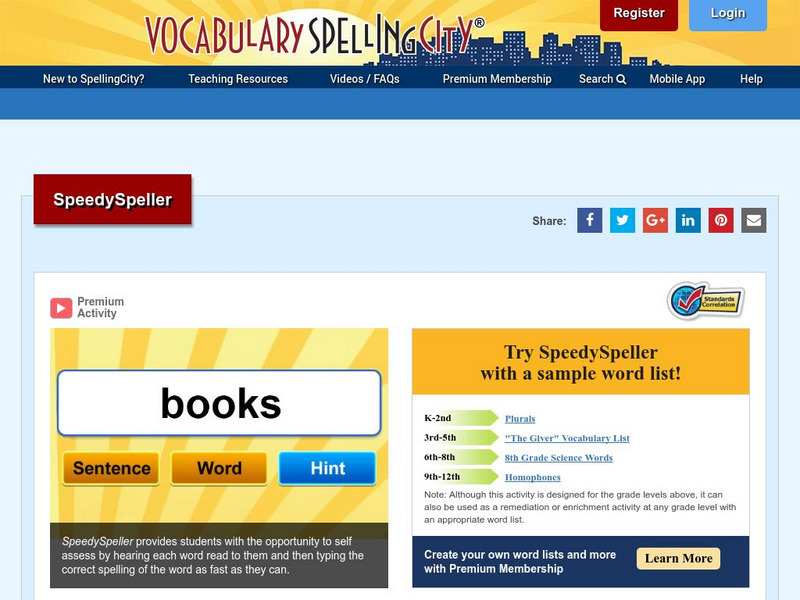 Vocabulary Spelling City: Speedy Speller Interactive Vocabulary Spelling City: Speedy Speller Interactive