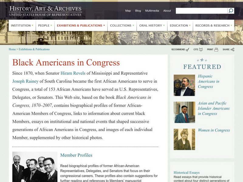History, Art, and Archives: Black Americans in Congress Website History, Art, and Archives: Black Americans in Congress Website