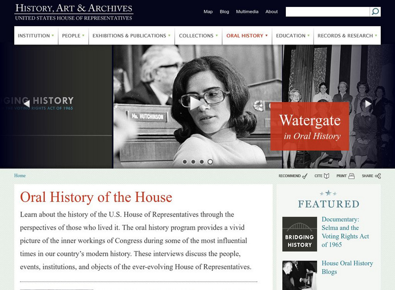 History, Art, and Archives: Oral History of the House of Representatives Primary History, Art, and Archives: Oral History of the House of Representatives Primary