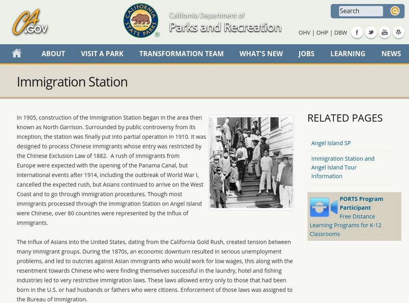 State of California: Immigration Station Angel Island Website State of California: Immigration Station Angel Island Website