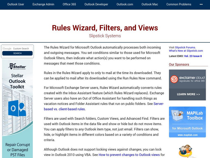 Slipstick: Rules Wizard and Assistants Website Slipstick: Rules Wizard and Assistants Website