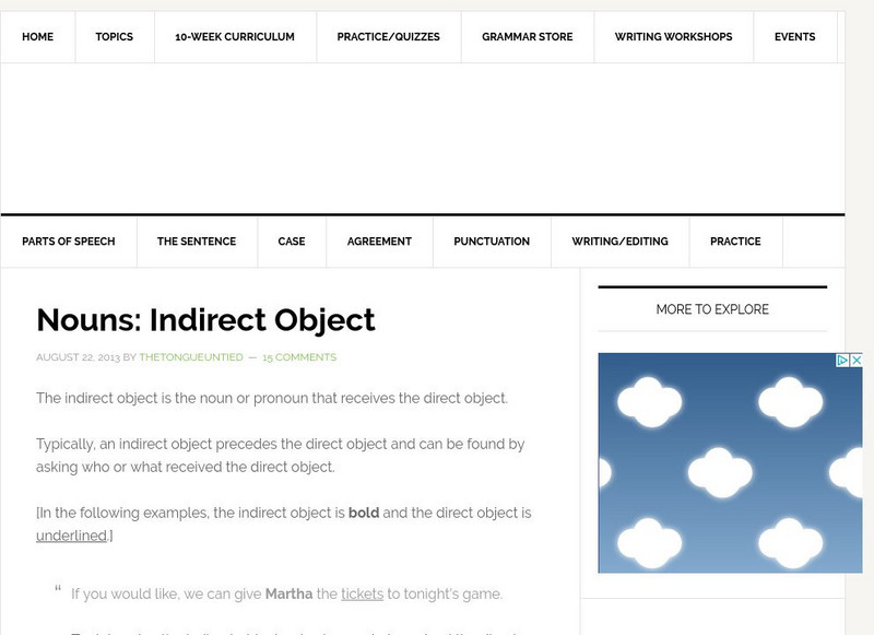 The Tongue Untied: Indirect Object Handout The Tongue Untied: Indirect Object Handout