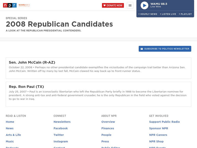 Npr: 2008 Republican Candidates Website Npr: 2008 Republican Candidates Website