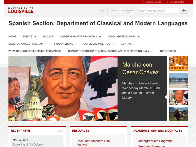University of Louisville: Spanish Section Website University of Louisville: Spanish Section Website