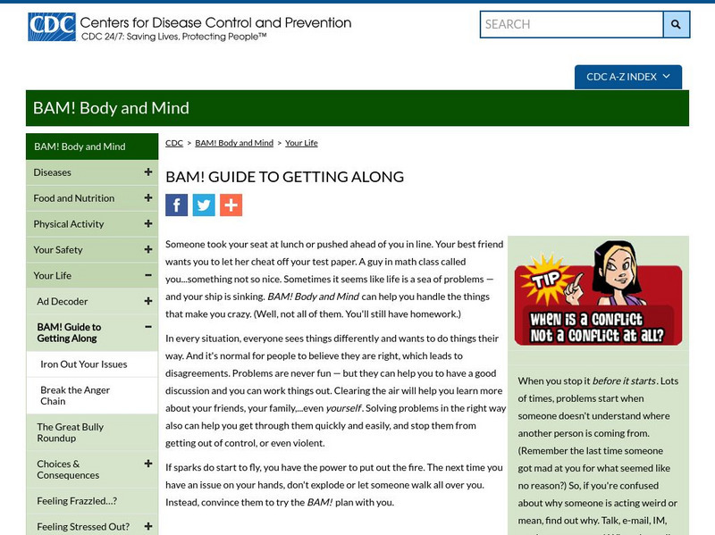 Centers for Disease Control: Bam! Guide to Getting Along Website Centers for Disease Control: Bam! Guide to Getting Along Website