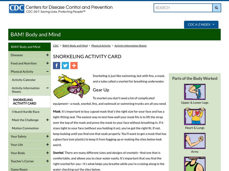 Centers for Disease Control: Bam! Body and Mind: Snorkeling Website Centers for Disease Control: Bam! Body and Mind: Snorkeling Website