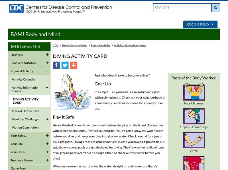Centers for Disease Control: Bam! Body and Mind: Diving Website Centers for Disease Control: Bam! Body and Mind: Diving Website