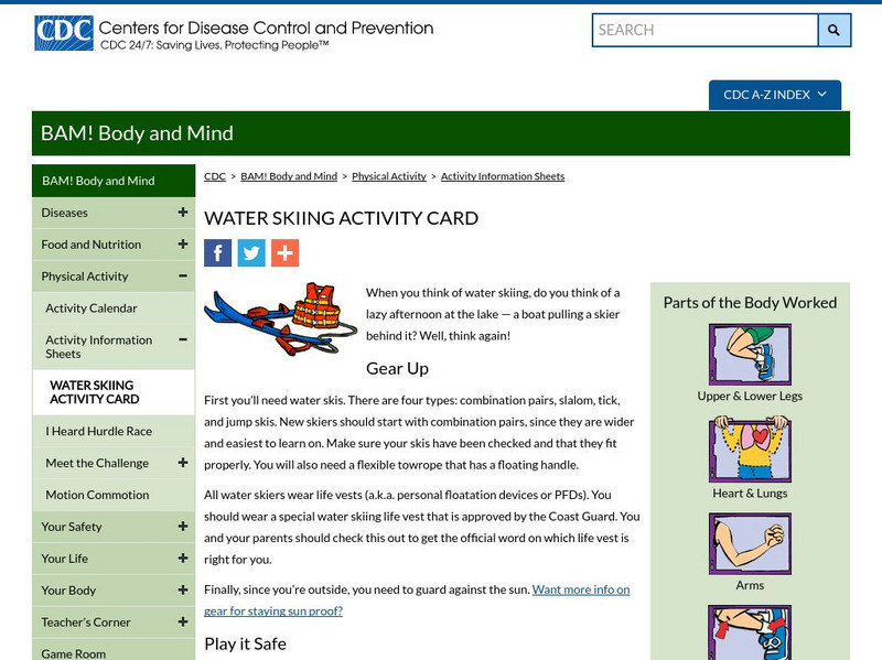 Centers for Disease Control: Bam! Body and Mind: Water Skiing Website