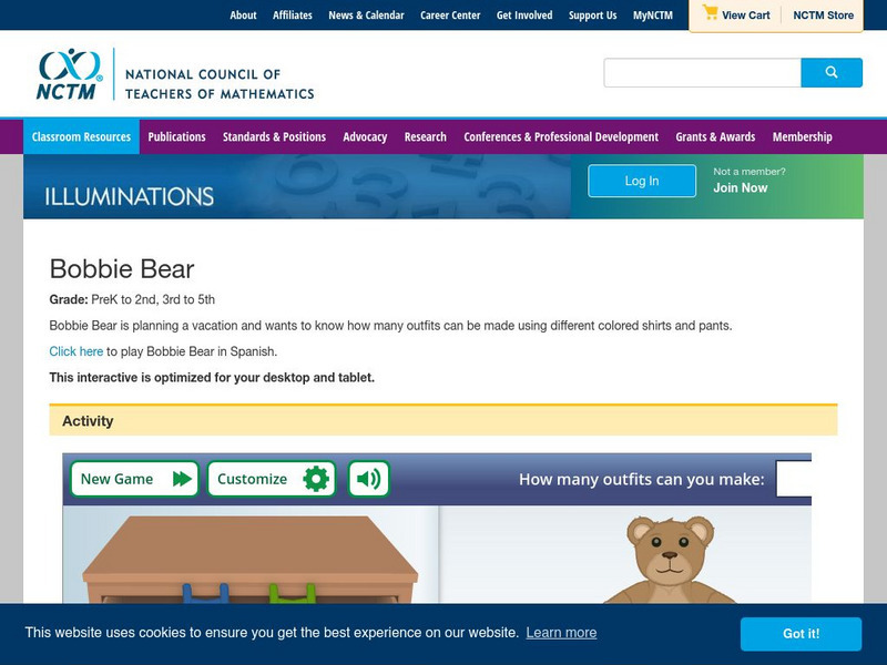 Nctm: Illuminations: Bobbie Bear's Vacation Outfits Interactive Nctm: Illuminations: Bobbie Bear's Vacation Outfits Interactive
