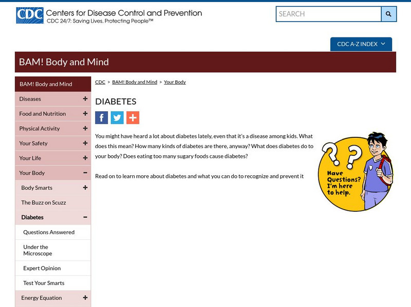 Centers for Disease Control: Bam! Your Body: Diabetes Website Centers for Disease Control: Bam! Your Body: Diabetes Website