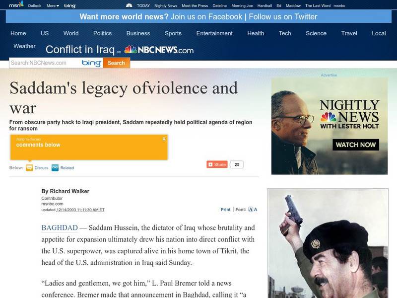 Msnbc: Saddam's Legacy of Violence and War Website Msnbc: Saddam's Legacy of Violence and War Website