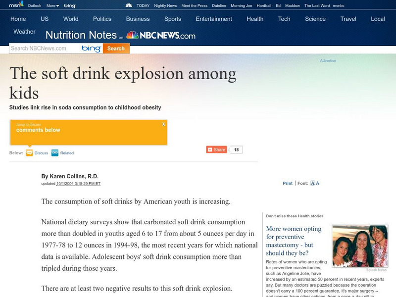 Msnbc: Studies Link Rise in Soda Consumption to Obesity Website Msnbc: Studies Link Rise in Soda Consumption to Obesity Website