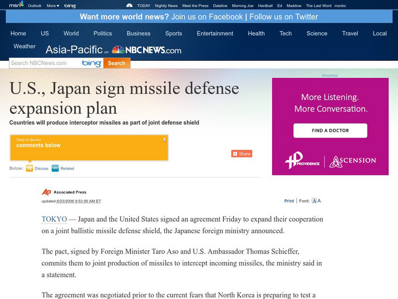 Msnbc: Japan, Us Sign Missile Defense Expansion Plan Website Msnbc: Japan, Us Sign Missile Defense Expansion Plan Website