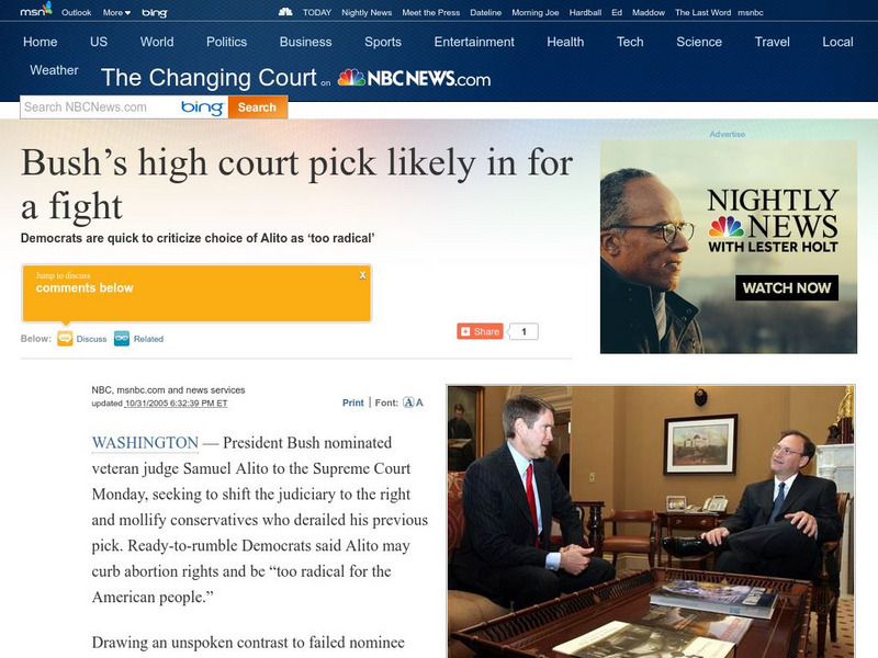 Nbc News: Bush's High Court Pick Likely in for a Fight Website Nbc News: Bush's High Court Pick Likely in for a Fight Website