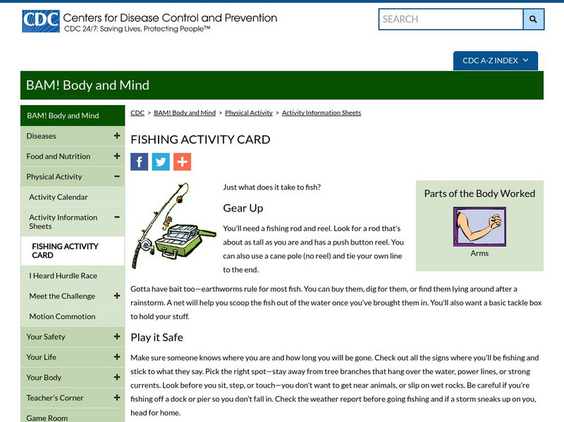 Centers for Disease Control: Bam! Body and Mind: Fishing Activity Centers for Disease Control: Bam! Body and Mind: Fishing Activity