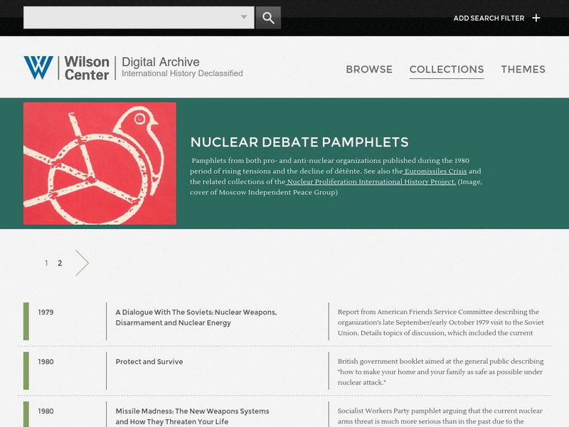 Wilson Center: Nuclear Debate Pamphlets Primary Wilson Center: Nuclear Debate Pamphlets Primary