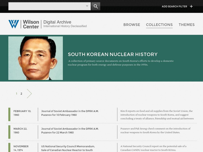 Wilson Center: South Korean Nuclear History Primary Wilson Center: South Korean Nuclear History Primary