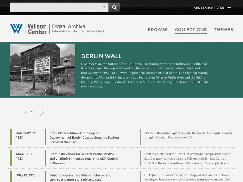 Wilson Center: Berlin Wall Primary Wilson Center: Berlin Wall Primary