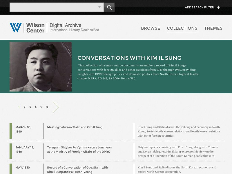 Woodrow Wilson Center: Digital Archive: Conversations With Kim Il Sung Primary Woodrow Wilson Center: Digital Archive: Conversations With Kim Il Sung Primary