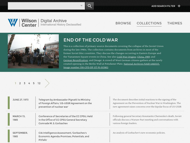 Woodrow Wilson Center: Digital Archive: End of the Cold War Primary Woodrow Wilson Center: Digital Archive: End of the Cold War Primary
