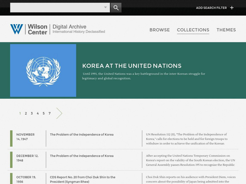 Woodrow Wilson Center: Digital Archive: Korea at the United Nations Primary Woodrow Wilson Center: Digital Archive: Korea at the United Nations Primary