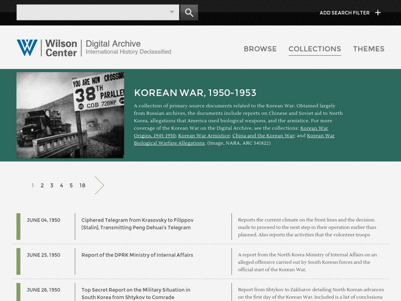 Woodrow Wilson Center: Digital Archive: Korean War, 1950 1953 Primary Woodrow Wilson Center: Digital Archive: Korean War, 1950 1953 Primary