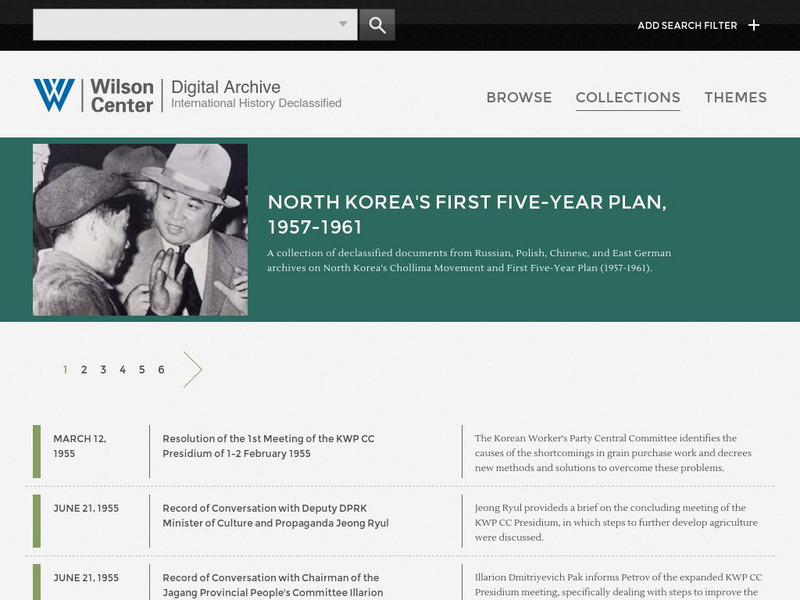 Woodrow Wilson Center: Digital Archive: North Korea's First Five Year Plan Primary Woodrow Wilson Center: Digital Archive: North Korea's First Five Year Plan Primary