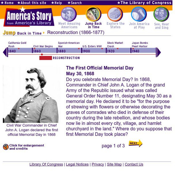 Loc: America's Story: The First Official Memorial Day Website Loc: America's Story: The First Official Memorial Day Website