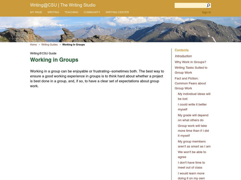 Csu Writing Guides: Working in Groups Professional Doc Csu Writing Guides: Working in Groups Professional Doc