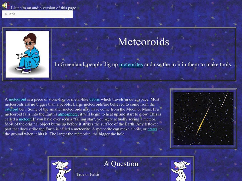 Nasa Star Child: Meteoroids (Level 1) Website Nasa Star Child: Meteoroids (Level 1) Website