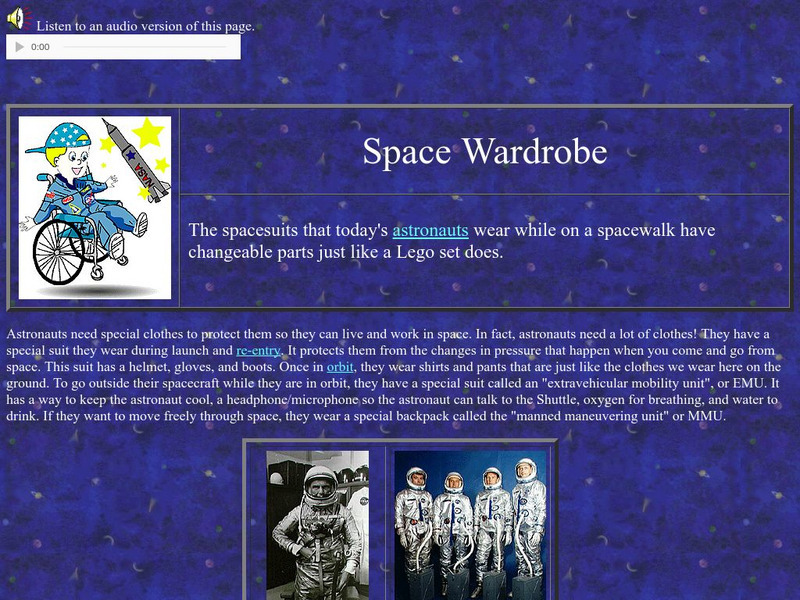 Nasa Star Child: Space Wardrobe (Level 1) Website Nasa Star Child: Space Wardrobe (Level 1) Website