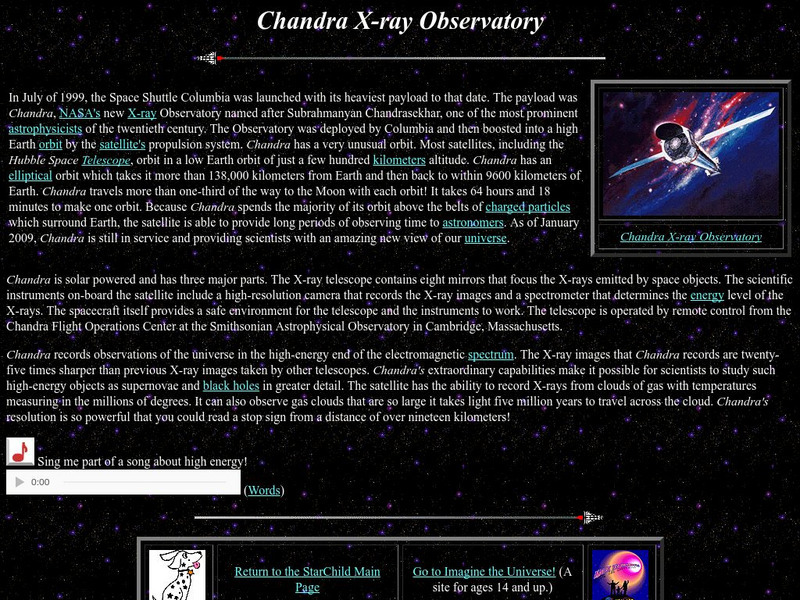Nasa Star Child: Chandra X Ray Observatory (Level 2) Website Nasa Star Child: Chandra X Ray Observatory (Level 2) Website