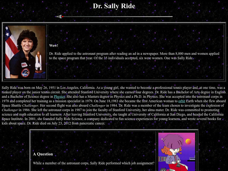 Nasa Star Child: Dr. Sally Ride Website Nasa Star Child: Dr. Sally Ride Website