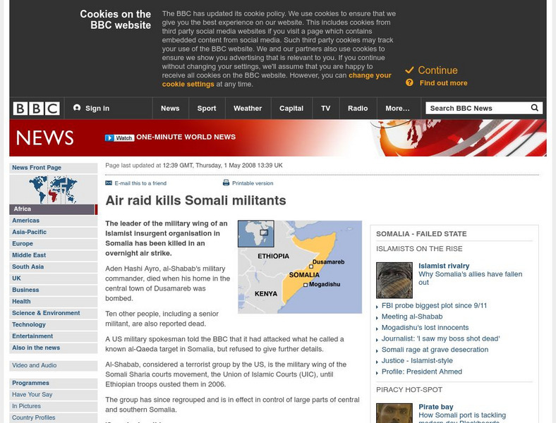 Bbc News: Air Raid Kills Somali Militants Article Bbc News: Air Raid Kills Somali Militants Article