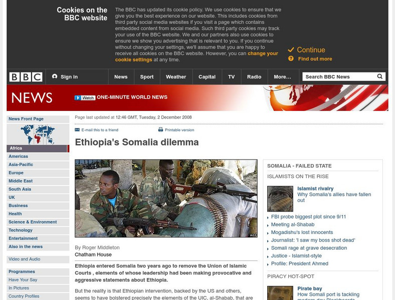 Bbc News: Ethiopia's Somalia Dilemma Website