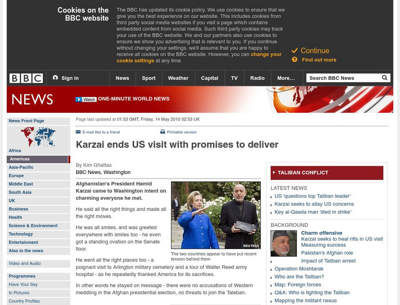 Bbc News: Karzai Ends Us Visit With Promises to Deliver Article