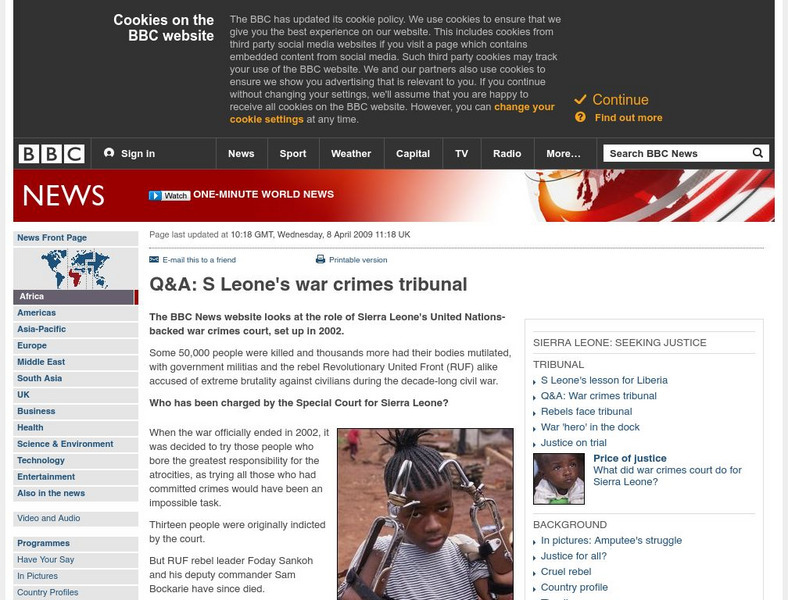 Bbc: Sierre Leone's War Crimes Tribunal Website Bbc: Sierre Leone's War Crimes Tribunal Website