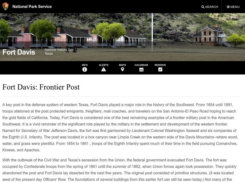 National Park Service: Fort Davis National Historic Site Website National Park Service: Fort Davis National Historic Site Website