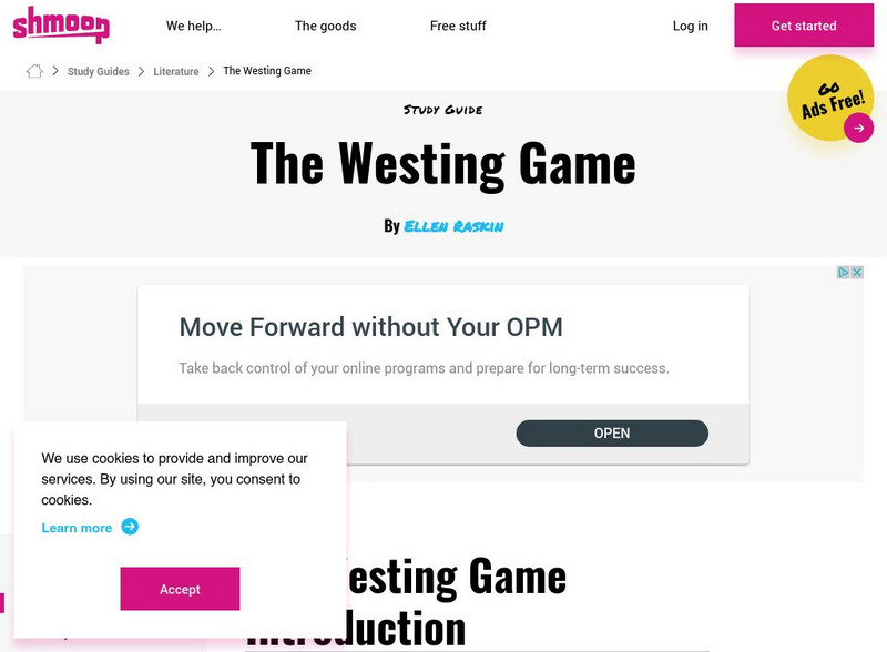 Shmoop: The Westing Game Website Shmoop: The Westing Game Website