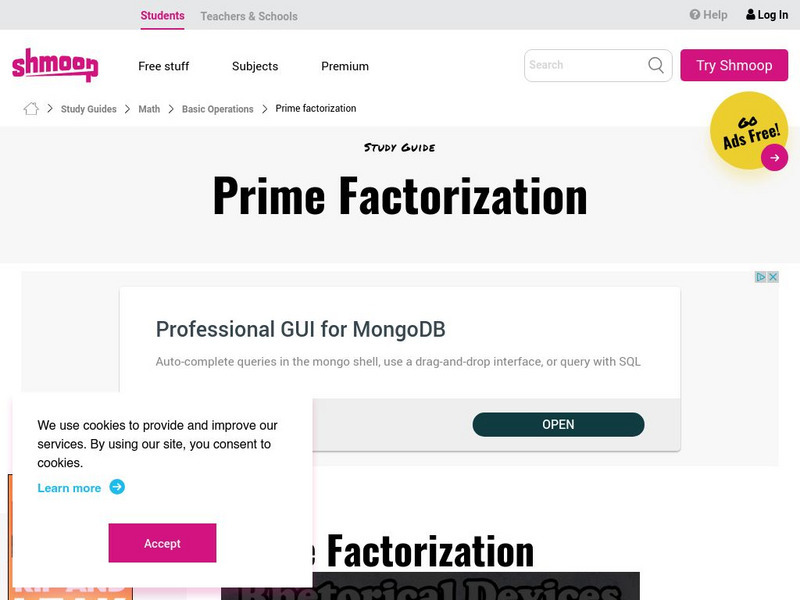 Shmoop: Basic Operations: Prime Factorization Website Shmoop: Basic Operations: Prime Factorization Website