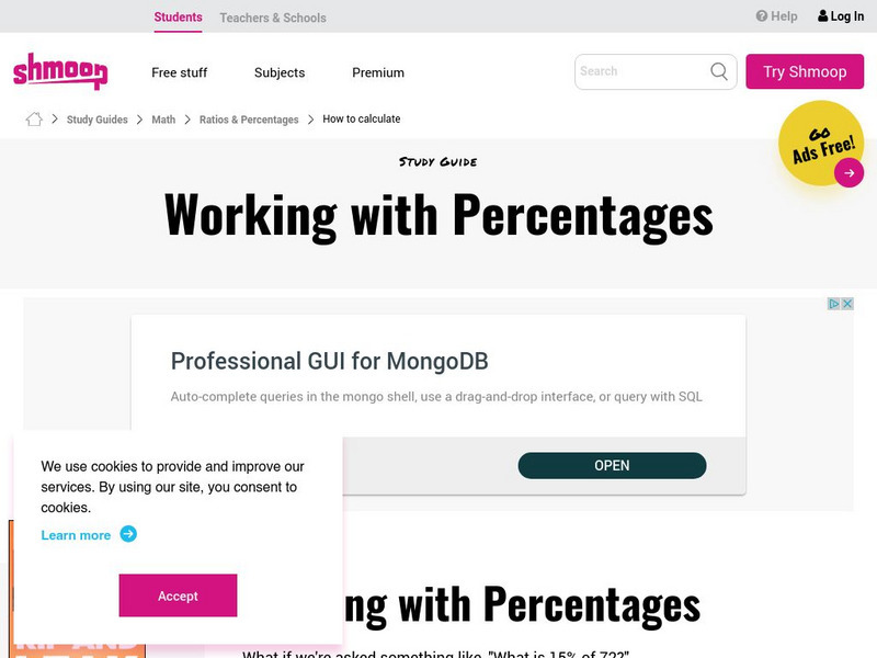 Shmoop: Ratios & Percentages: Working With Percents Activity Shmoop: Ratios & Percentages: Working With Percents Activity