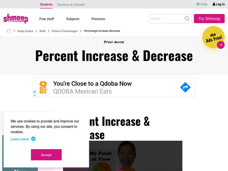 Shmoop: Ratios & Percentages: Percentage Increase & Decrease Activity Shmoop: Ratios & Percentages: Percentage Increase & Decrease Activity