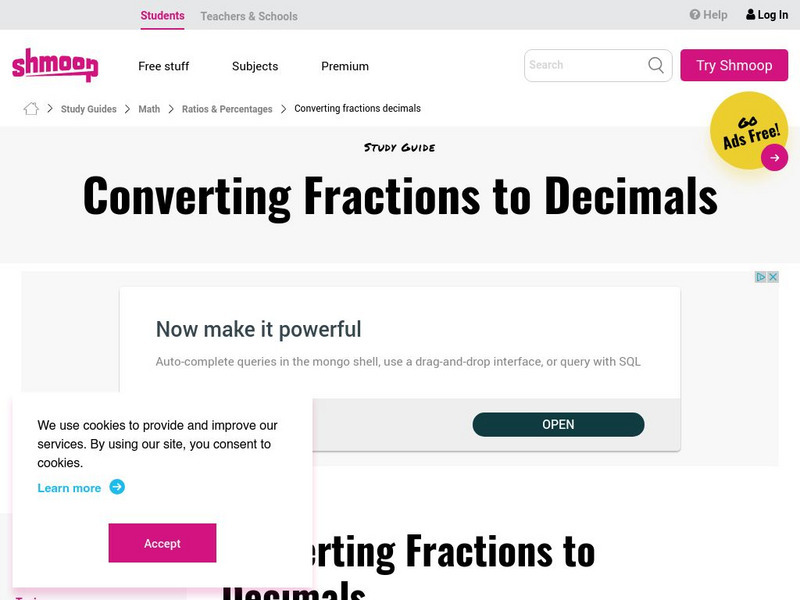 Shmoop: Ratios & Percentages: Converting Fractions to Decimals Unknown Type Shmoop: Ratios & Percentages: Converting Fractions to Decimals Unknown Type