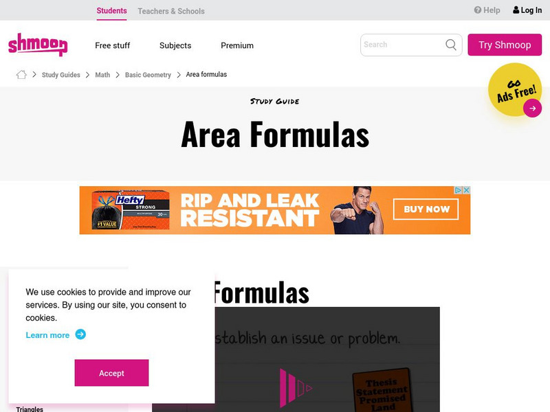 Shmoop: Basic Geometry: Area Formulas Unit Plan Shmoop: Basic Geometry: Area Formulas Unit Plan