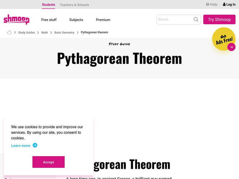 Shmoop: Basic Geometry: Pythagorean Theorem Unit Plan Shmoop: Basic Geometry: Pythagorean Theorem Unit Plan