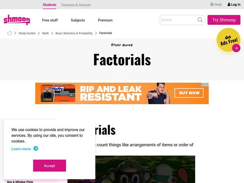 Shmoop: Basic Statistics & Probability: Factorials Unit Plan Shmoop: Basic Statistics & Probability: Factorials Unit Plan