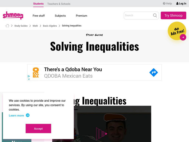 Shmoop: Basic Algebra: Solving Inequalities Unit Plan Shmoop: Basic Algebra: Solving Inequalities Unit Plan