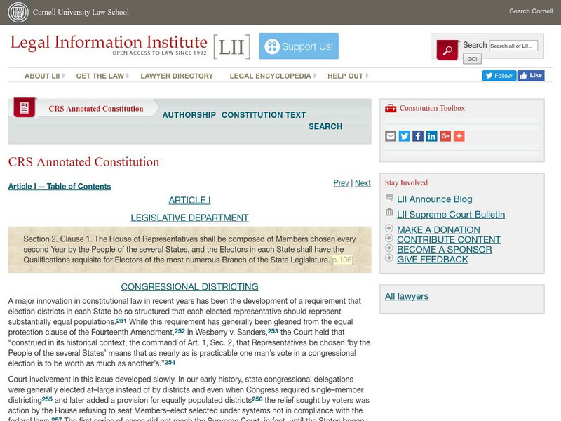 Cornell University: Law School: Annotated Constitution: Article I Activity Cornell University: Law School: Annotated Constitution: Article I Activity